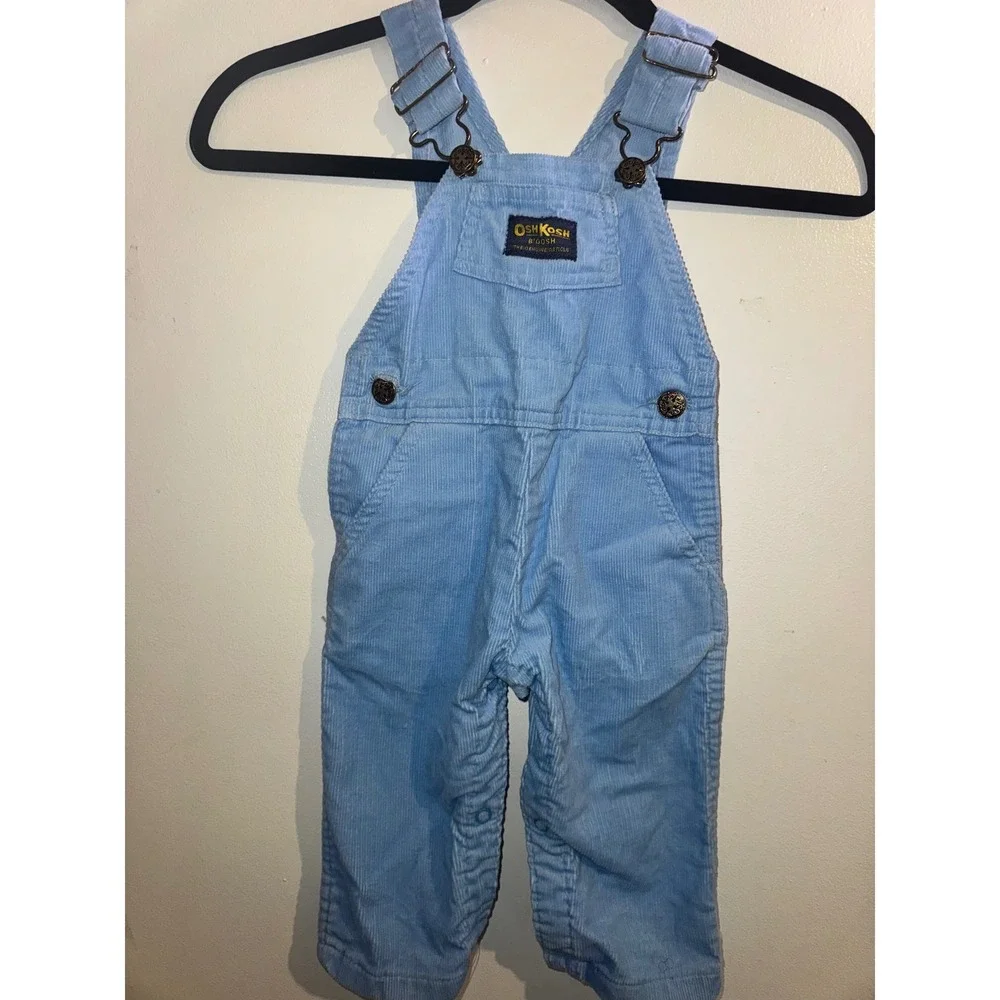 Vintage OshKosh Bgosh Blue Corduroy Overalls 18 Months Vestbak Made in USA